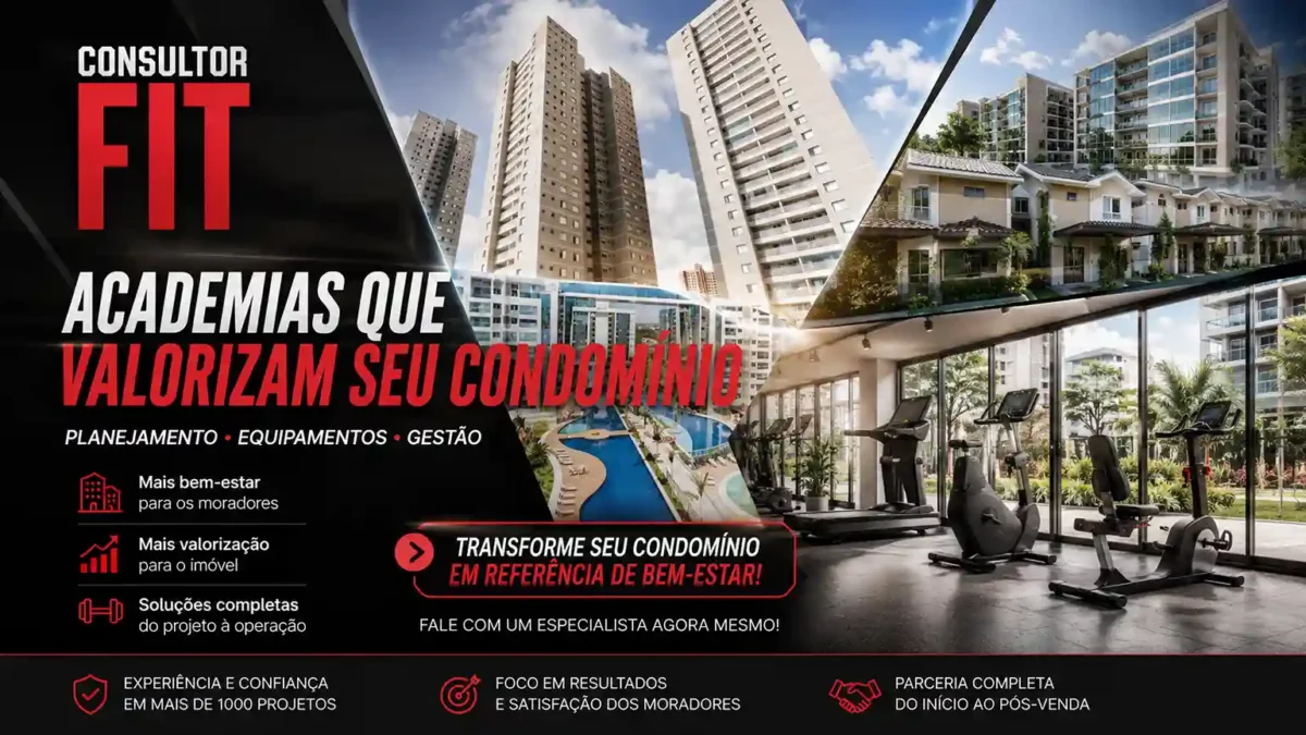A imagem é do consultor fit e quer mostrar todos beneficios da sala de ginástica, mostramos algumas imagens de condomínios ee de uma sala de ginástica